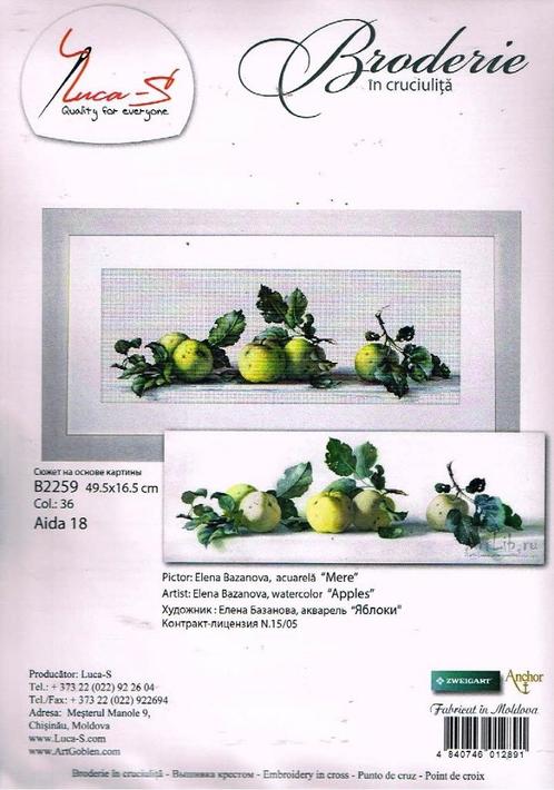 Cado luca groot borduurpakket  appels  2259, Hobby en Vrije tijd, Borduren en Borduurmachines, Nieuw, Borduurpakket, Ophalen of Verzenden