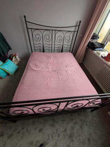 Zwart metalen bed 160 breed - afbeelding 2