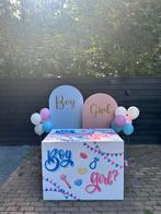 Gender reveal box, versiering, decoratie, boy or girl, doos., Ophalen, Versiering, Geboorte of Huwelijk