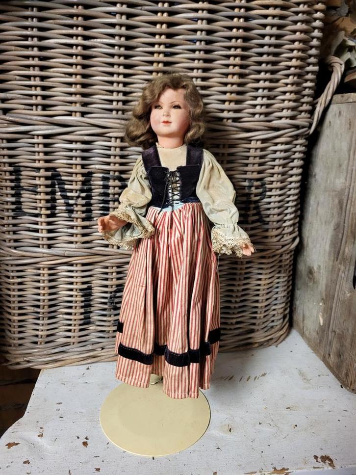 Oude Celluloid Pop op Standaard - 44cm, Antiek en Kunst, Antiek | Speelgoed, Ophalen of Verzenden
