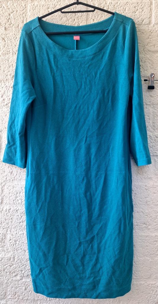 Kyra & Ko turquoise jurk met 3/4 mouwen – maat M, Kleding | Dames, Jurken, Maat 38/40 (M), Blauw, Knielengte, Ophalen of Verzenden