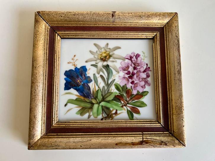 Art Deco Rosenthal Germany Ingelijst Tegel Alpenbloemen 1935, Antiek en Kunst, Antiek | Wandborden en Tegels, Ophalen of Verzenden