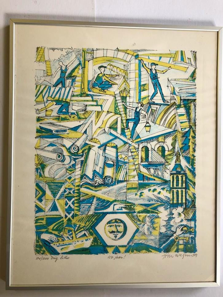 Steendruk litho door Toon Wegner, Antiek en Kunst, Kunst | Litho's en Zeefdrukken, Ophalen of Verzenden