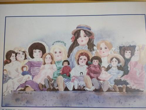 Vintage poster poppen Helen Paul 50 x 60 cm doll collection, Verzamelen, Posters, Zo goed als nieuw, Deurposter of groter, Rechthoekig Liggend