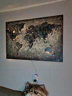 Metal schilderij landkaart met verlichting 120x80, Ophalen, Zo goed als nieuw, Schilderij, 75 cm of meer