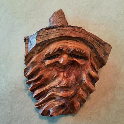Zwarte woud vintage bosgeest, houtsnijwerk, hout sculptuur, Antiek en Kunst, Kunst | Beelden en Houtsnijwerken, Ophalen of Verzenden