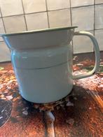 Emaille creme/gebroken wit melkkoker gouden bies groene rand, Antiek en Kunst, Antiek | Emaille, Ophalen of Verzenden