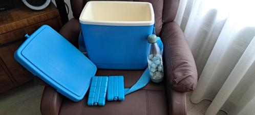 te koop schouder blauwe koelbox met 2 koel en 1 fles, Caravans en Kamperen, Koelboxen, Nieuw, Koelbox, Koelelement, Ophalen of Verzenden