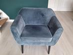Mooie velours blauwe fauteuil is nog  als nieuw, 75 tot 100 cm, Ophalen of Verzenden, Zo goed als nieuw, Stof