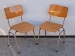 6 x Vintage schoolstoelen cafe houten bistro stoelen Ahrend, Ophalen of Verzenden, Zo goed als nieuw, Bruin, Vijf, Zes of meer stoelen