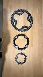 Kettingbladen Shimano triple, Crankstel of Pedalen, Zo goed als nieuw, Shimano, Mountainbike