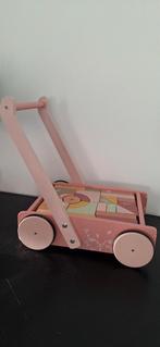 Little Dutch Loopwagen Flower Roze met Blokken kerst cadeau, Ophalen of Verzenden, Zo goed als nieuw, Duwvoertuig