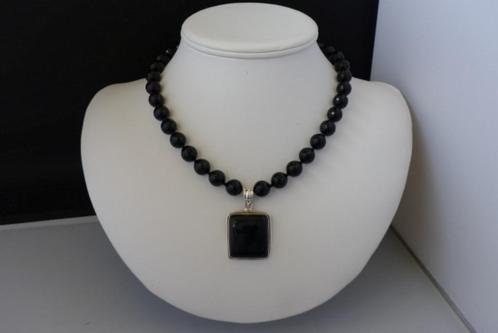 ONYX ketting/oorhanger-set, Sieraden, Tassen en Uiterlijk, Kettingen, Nieuw, Zilver, Zwart, Met edelsteen, Met hanger, Verstelbaar