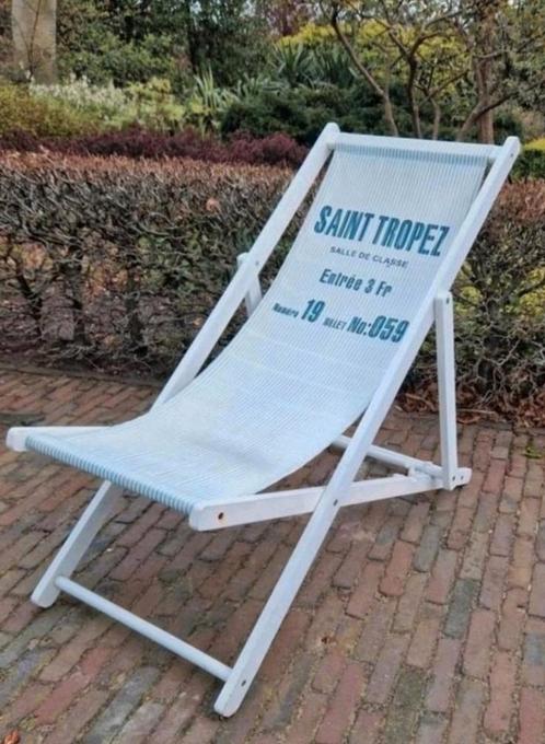 Opklapbare beachchair, strandstoel izgs. 3 standen, Tuin en Terras, Ligbedden, Zo goed als nieuw, Hout, Ophalen
