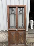 Prachtige antieke eiken voordeur Art Nouveau, 80 tot 100 cm, Glas, 200 tot 215 cm, Buitendeur