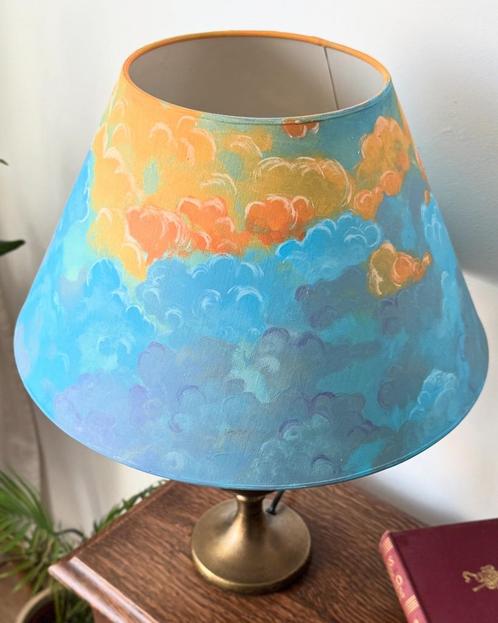 Handgemaakte Lampenkap,Vintage Hersteld & Beschilderd, Huis en Inrichting, Lampen | Lampenkappen, Zo goed als nieuw, Rond, Ophalen