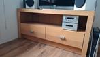 Houten TV-meubel met 2 laden en open vak, Ophalen, Gebruikt, 100 tot 150 cm, Minder dan 100 cm