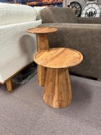 Bijzettafel acacia set van 2 ACTIE!, Huis en Inrichting, Stoelen, Ophalen, Nieuw, Eén
