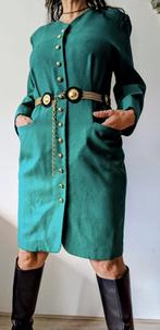 Vintage wollen groene mouwen jurk maat 38, Ophalen of Verzenden, Zo goed als nieuw