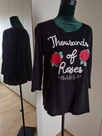 Te koop aangeboden: dames shirt met driekwart mouw en opdruk, Maat 38/40 (M), Zwart, Ophalen of Verzenden, Zo goed als nieuw