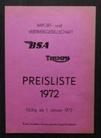 Duitse BSA & Triumph Preisliste 1972, Motoren, Handleidingen en Instructieboekjes, Triumph