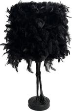 Tafellamp Struisvogel met veren zwart met zwarte veren kap., Ophalen of Verzenden, Nieuw, 50 tot 75 cm
