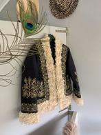 Afghaanse lammy coat S M bohemian embroidery jas, -, Zwart, -, Ophalen of Verzenden