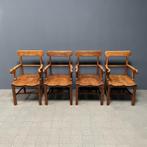 Set van 4 oude antieke eikenhouten art deco armstoelen bruin, Antiek en Kunst, Antiek | Meubels | Stoelen en Banken, Ophalen