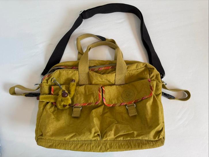 Kipling Tas Lime Groen  mrt roze biesjes - met Aapje!, Sieraden, Tassen en Uiterlijk, Tassen | Damestassen, Gebruikt, Handtas
