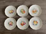Vintage Schalen met Fruitmotief - 6 stuks, Gebruikt, Porselein of Keramiek, Schaal, Rond