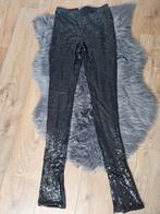 Zwarte glitter legging | H&M glitter broek | split broek | S, H&M, Zwart, Ophalen of Verzenden, Zo goed als nieuw