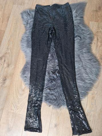 Zwarte glitter legging | H&M glitter broek | split broek | S beschikbaar voor biedingen