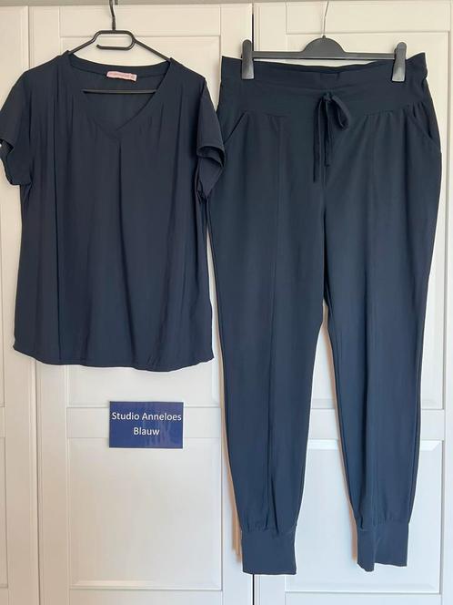 Studio anneloes set XXL roller shirt & franka broek blauw, Kleding | Dames, Broeken en Pantalons, Zo goed als nieuw, Maat 46/48 (XL) of groter