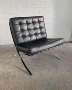 Zwarte leren Barcelona Chair fauteuil goede vintage staat., Ophalen of Verzenden