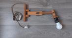 Vintage jaren 60 70 eiken schaarlamp, Ophalen of Verzenden, Gebruikt