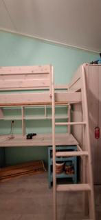 Massief eiken hoogslaper met bureau vakkenkast kledingka, Kinderen en Baby's, Kinderkamer | Stapelbedden en Hoogslapers, Ophalen