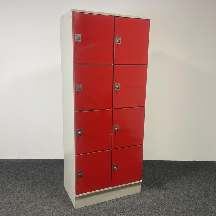 Rode Lockerkast - 8-deurs | 194,5 x 79 x 50 cm (a) 25494, Huis en Inrichting, Kasten | Ladekasten, Gebruikt, 150 tot 200 cm, 50 tot 100 cm