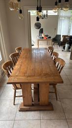 Grenen Tafel met 6 stoelen, Huis en Inrichting, Ophalen, Gebruikt, Klasiek retro, 4 tot 6 stoelen