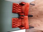Twee fauteuils/eetkamerstoelen oranje/brique kleurig, Huis en Inrichting, Stoelen, Ophalen, Twee, Overige kleuren, Zo goed als nieuw