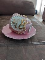 Kitsch kop en schotel met tekst, Ophalen of Verzenden