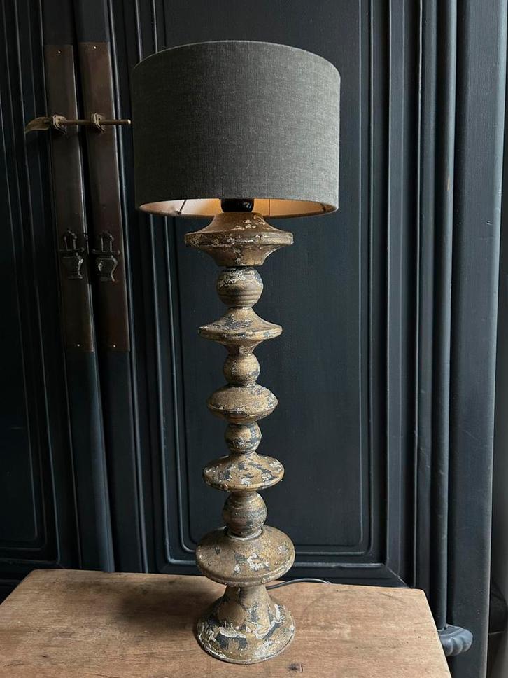 Unieke metalen lampenvoet India sober sleets imperfect, Huis en Inrichting, Lampen | Tafellampen, Ophalen of Verzenden