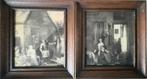 2 Prenten in eikenhouten lijstjes, Ophalen of Verzenden
