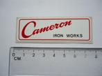 sticker Cameron iron works retro logo vintage metaal ijzer, Verzamelen, Stickers, Overige typen, Zo goed als nieuw, Verzenden