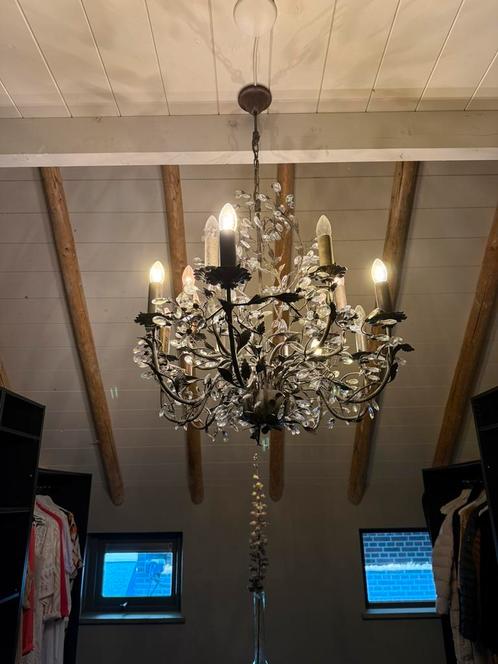 Prachtige kroonluchter in landelijke stijl, Huis en Inrichting, Lampen | Kroonluchters, Gebruikt, Glas, Ophalen