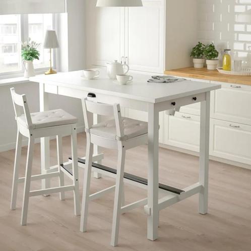 IKEA Nordviken bartafel + 2 barkrukken (wit), Huis en Inrichting, Barren, Zo goed als nieuw, Inclusief barstoelen, Ophalen