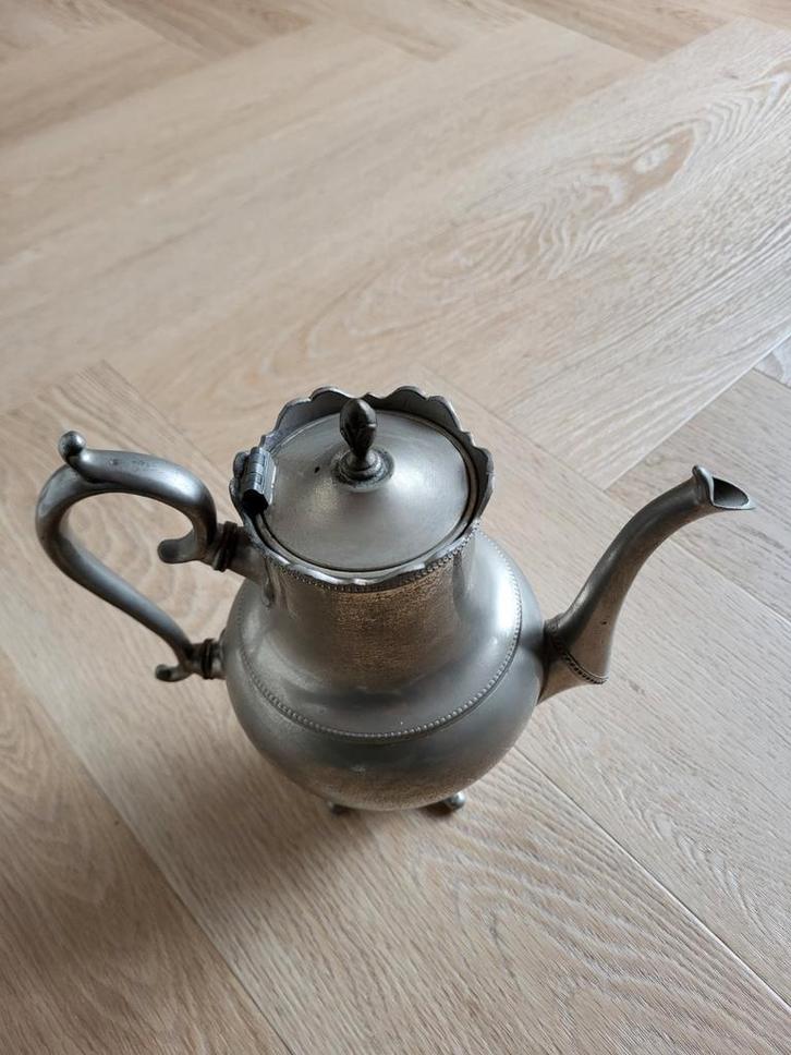 Antieke Tinnen Koffie-/Theekan - Kurz & Co Tiel, Antiek en Kunst, Antiek | Tin, Ophalen of Verzenden
