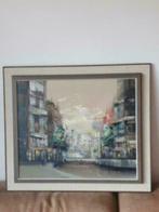 Tage berg schilderij modern stadsgezicht gracht oljemålning,, Ophalen
