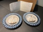Royal Makkum Plate "Boat" Color two piece incl certificate, Antiek en Kunst, Ophalen of Verzenden