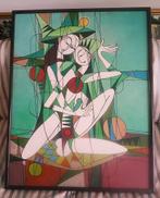 Hip verliefd paar '90 -gesigneerd Gianto (Indonesisch), Antiek en Kunst, Kunst | Schilderijen | Klassiek, Ophalen of Verzenden