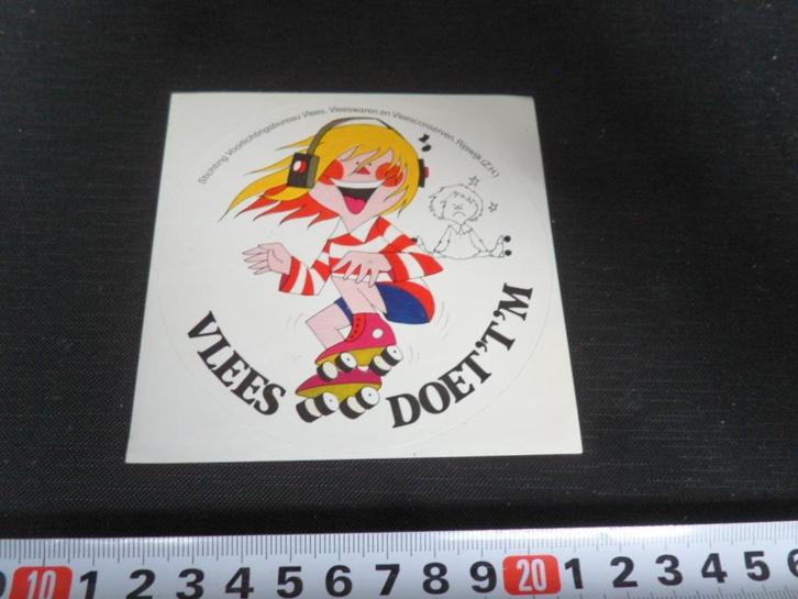 sticker strip Vlees doet 't 'm  Rolschaatsen *, Verzamelen, Stickers, Zo goed als nieuw, Bedrijf of Vereniging, Ophalen